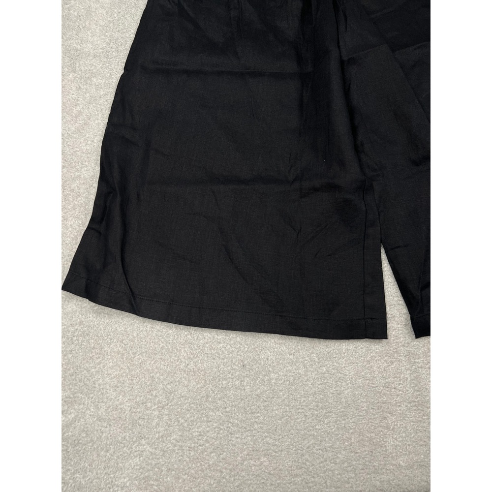 Anthropologie Linen Pleated Culotte Trousers XS Black Wide Leg Cropped Pants NEW - Picture 10 of 13